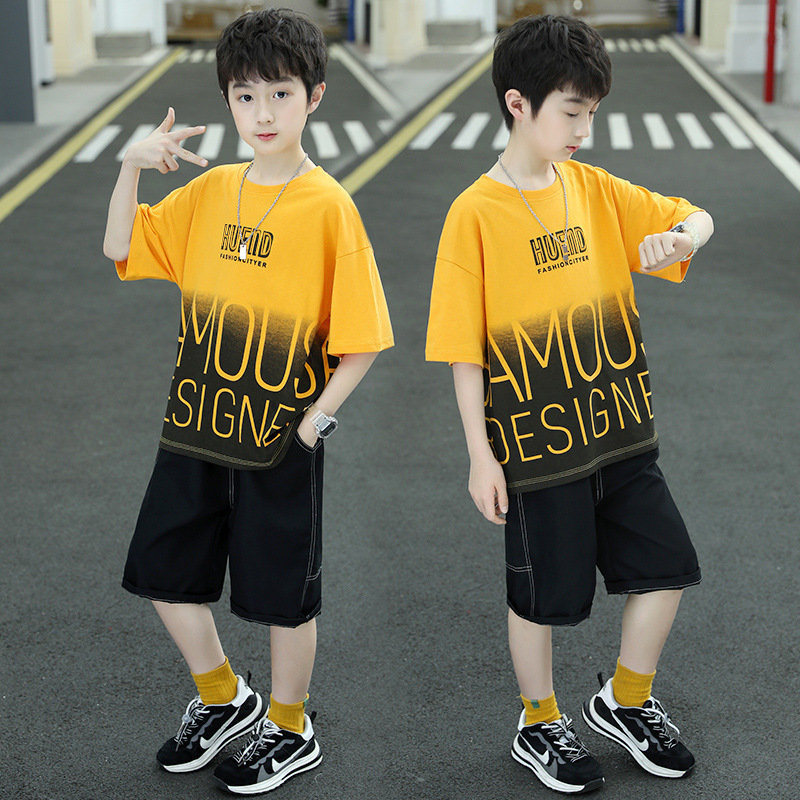 Kids Toddler Boy Fashion Gradient English Letter Short Sleeve Top