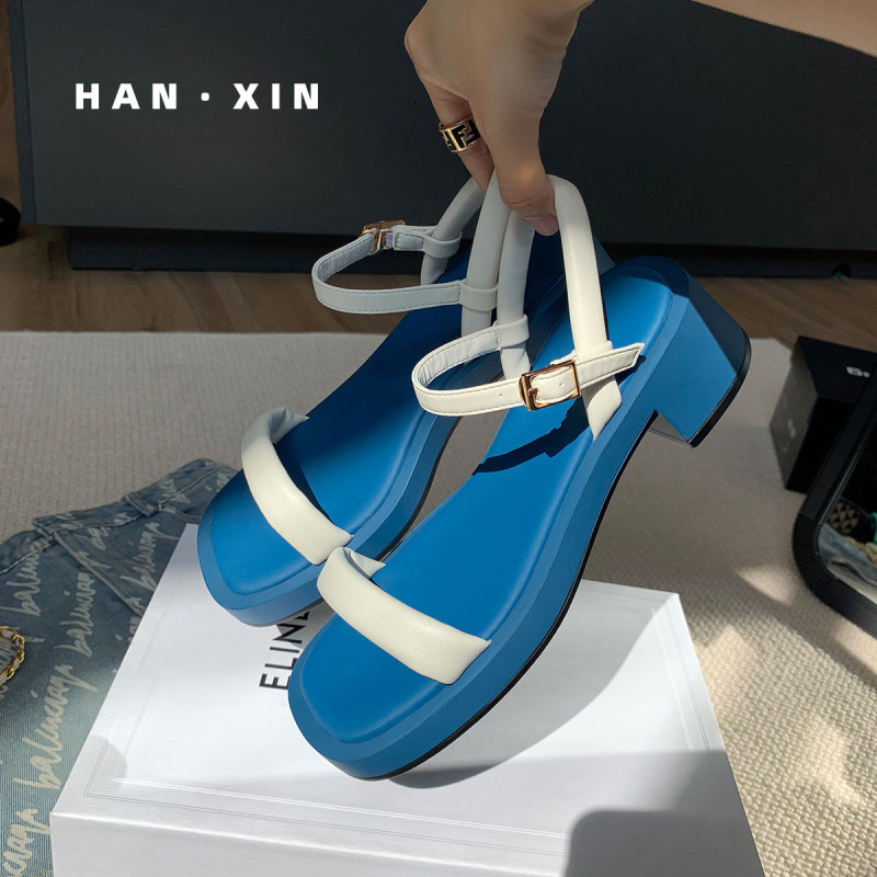 Women Fashion Square Toe Block Heel Sandals