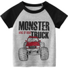 Boys Basic Cartoon Car Letter Round Neck Short-Sleeved T-Shirt