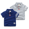 Kids Boys Basic Lapel Stripe Short Sleeve Polo Shirt Casual T-Shirt