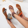 Plus Size Women Fashion Bohemian Ethnic Style Colorful Stitching Flat Back Zipper Sandals