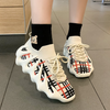 Women Fashion Round Toe Flat Colorblock Lace Up Low Top Sneakers