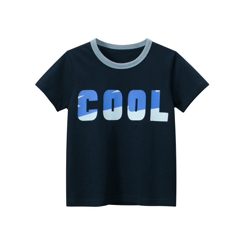 Children Kids Baby Fashion Boys Basic Short Sleeve Cartoon Letter Print T-Shirt