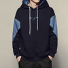 Men Casual Hooded Long-Sleeved Blue Stitching Hoodies