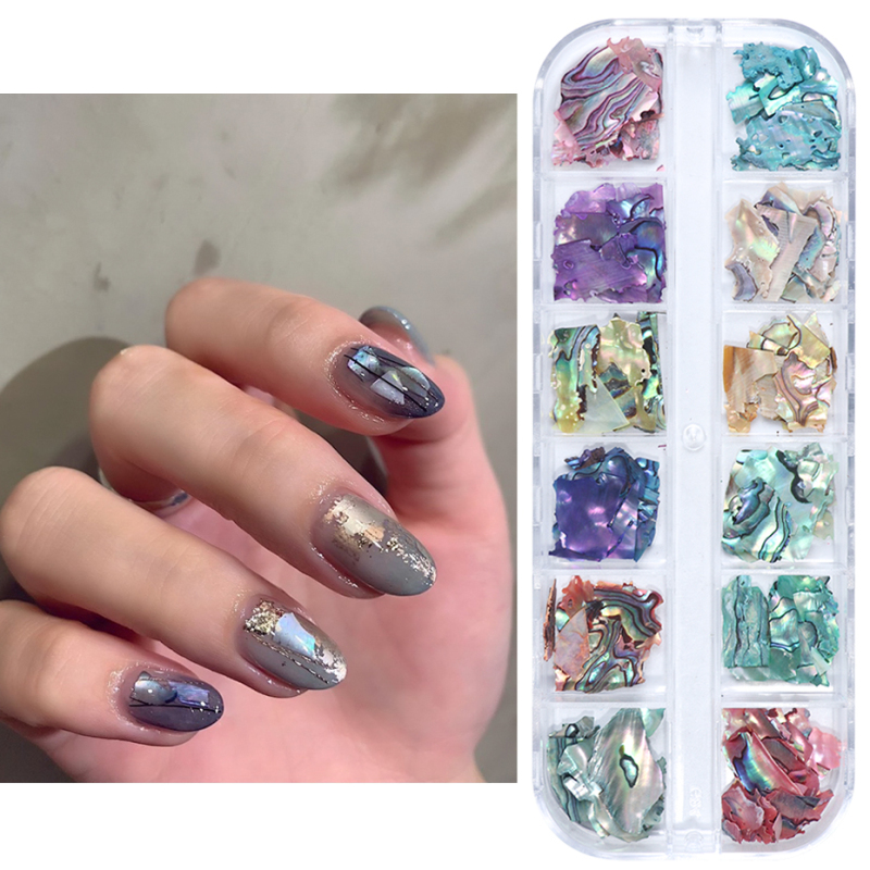 Abalone Shell Nails Stone Flakes Mermaid Gradient Fragment 3D Slices Flakes Nail Art