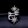 Fashion Shiny Zircon Star Pattern Exaggerated Multilayer Brass Ring