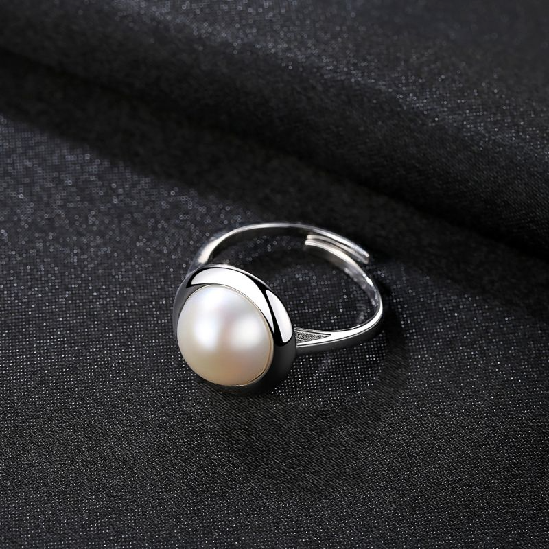 Luxury 10-10.5mm Freshwater Pearl Women Sterling Silver Ring