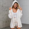 S-3XL 3 Pcs/Sets Solid Tank Top Long-Sleeve Coat And Shorts Plush Set