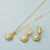 Temperament Hollow Design Zircon Decorative Stud Earrings And Necklace Set