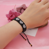 Women Fashion Punk Rice Beads Handwoven Black White Heart Beaded Bracelet