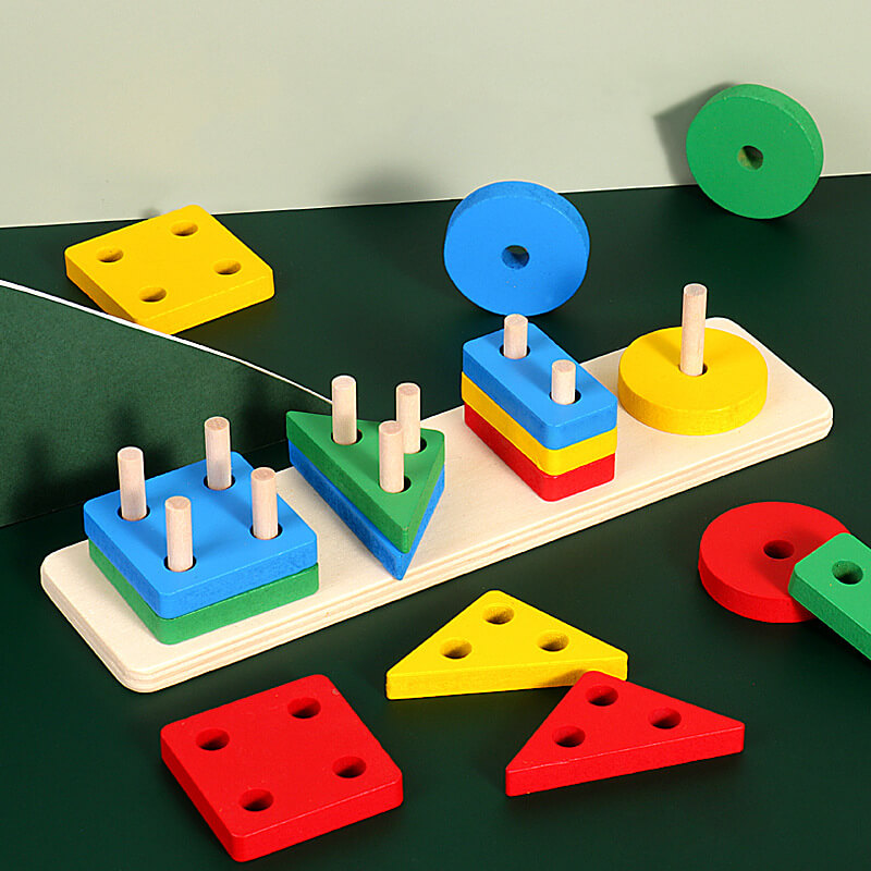Kids Funny Geometric Shape Puzzle Building Block Toy Set (2 sets)