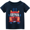 Boys Basic Cartoon Car Letter Round Neck Short-Sleeved T-Shirt