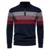 Men Stand Collar Long Sleeve Color Block Sweater