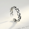 Fashion Hollow Hearts Design Luxury 925 Silver Adjustable Ring