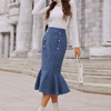 Women Vintage Sexy Elegant Ruffled Fishtail Design Midi Skirt