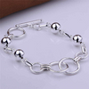 Women Stylish Sphere Shape Chains Silver Plated Copper Bracelet