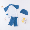 3 Pcs Boys Shark Printed Swimsuit And Cap