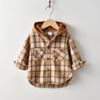 Autumn Boys Plaid Shirts Big Boys Long Sleeve Hooded Jacket Children'S Tops