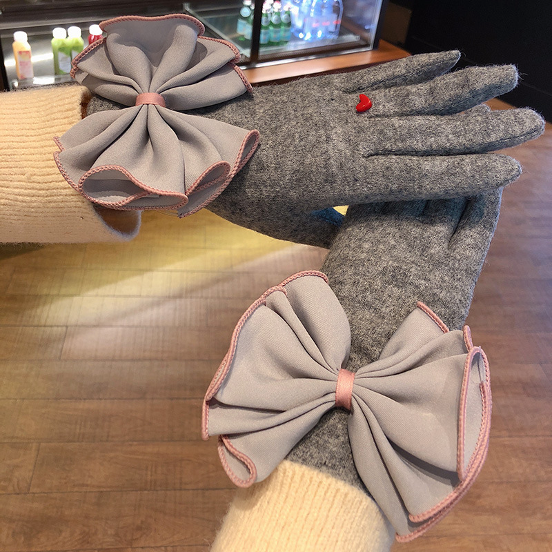 Women Fashion Elegant Heart Bow Love Gloves