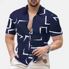 Men Fashion Short Sleeve Geometric Pattern Print Shirt