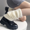 Women Autumn And Winter Solid Color Plush Feather Yarn Knit Thickening Leg Warmers