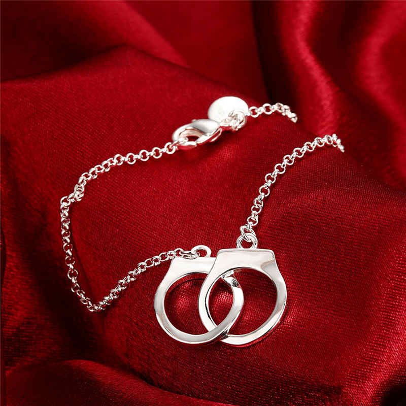 Female Engagement Luxury Unique Handcuffs Silver Plated Copper Bracelet