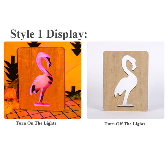 Creative Bell Flamingo Decor Wooden Shell LED Night Light