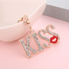 Women Romantic KISS Letters Pattern Rhinestone Decor Alloy Key Chain