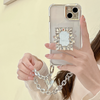 Women Fashion Simple Rhinestone Phone Case With Chain