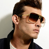 Men Retro Square Metal Frame Sunglasses