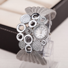 Women Fashion Diamond Matching Metal Circle Mesh Strap Watch