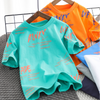 Wholesale Kids Boys Casual Round Neck Short Sleeve Letter All Over Print Loose T-Shirt