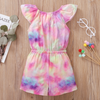 Toddlers Newborn Baby Fashion Girls Ruffle Sleeve Tie Dye Print Romper