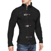 Men Fashion Leather Button Long Sleeve Knitted Cardigan