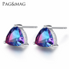 Women'S Fashion Sparkling Rainbow Stone Colorblock Sterling Silver Earrings