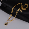 Women Fashion Simple Roman Black Square Double Layered Necklace