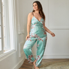 Ice Silk Pajamas Women Sexy Plus Size Backless Strap Fashion Floral Printed Homewear