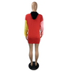 Women Casual Color Blocking Hooded Dress