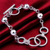 Women Stylish Sphere Shape Chains Silver Plated Copper Bracelet