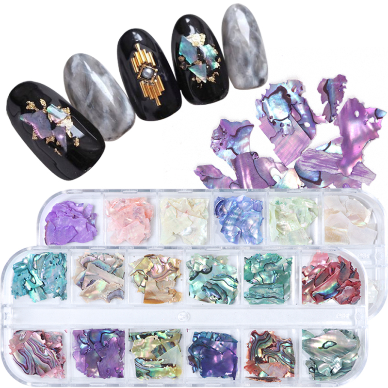 Abalone Shell Nails Stone Flakes Mermaid Gradient Fragment 3D Slices Flakes Nail Art