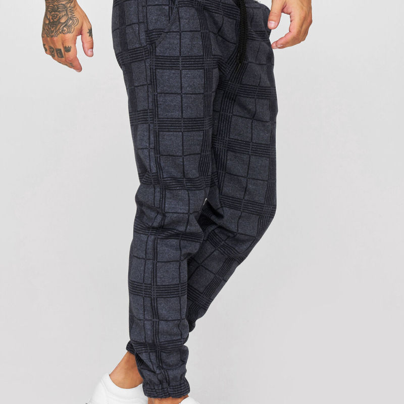 Men'S Casual Plaid 3d Digital Printing Fitness Trousers