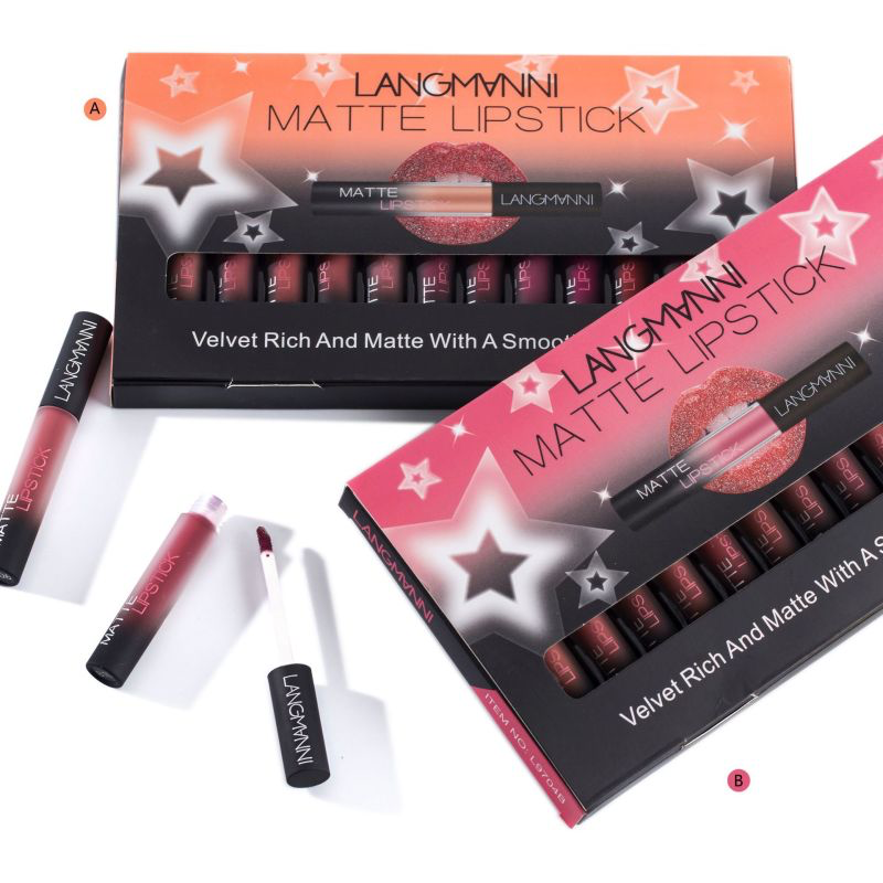 Women'S Non-Stick Cup Matte Matte Lip Gloss 12Pcs/Set