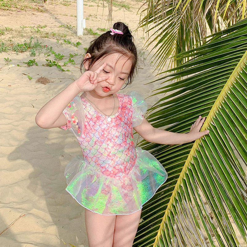 Children Kids Baby Fashion Girls Cute Mermaid Fish Scales Print Swimsuit