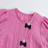Children Kids Toddlers Girls Puff Sleeve Bow T-Shirt