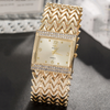 Women Fashion Square Diamond Number Alloy Bracelet Quartz Watch