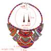 Women Fashion Exaggerated Retro Ethnic Tribal Resin Bead Earrings + Necklace 2-Piece Set