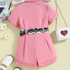 Toddlers Newborn Baby Fashion Girls Short Sleeve Button Solid Color Romper