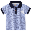 Kids Boys Cute Cartoon Dinosaur Pattern Lapel Short Sleeve T-Shirt