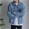 Men Casual Solid Color Lapel Long Sleeve Loose Denim Jacket