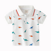 Kids Boys Cute Cartoon Dinosaur Coconut Tree Car All Over Print Lapel Short Sleeve T-Shirt